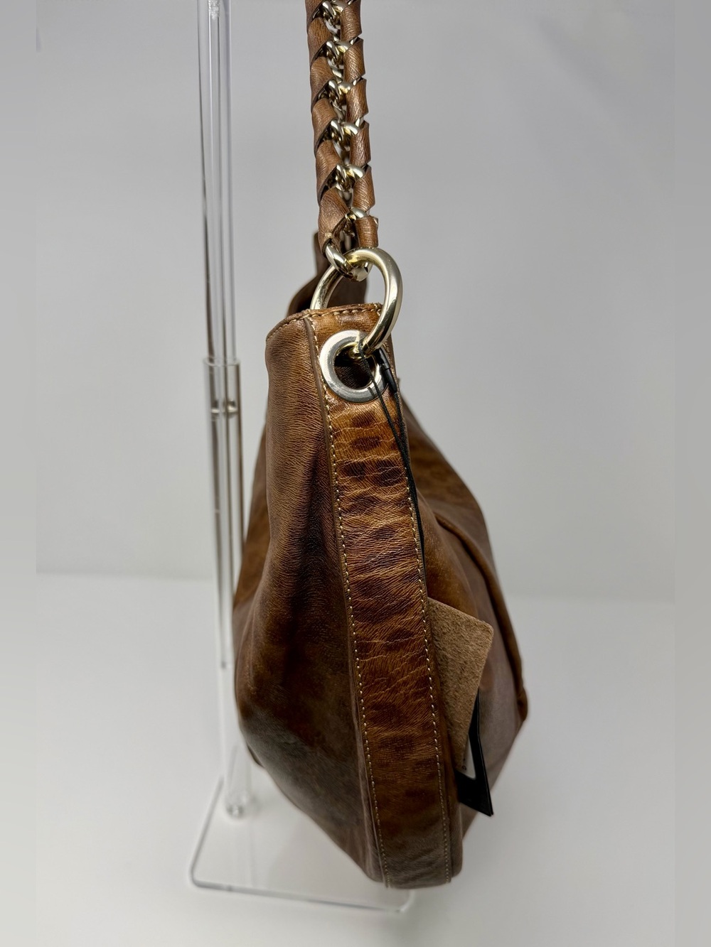 Ted Baker Brown Leather & Braided-Handle Hobo Bag NWT - Picture 2 of 9